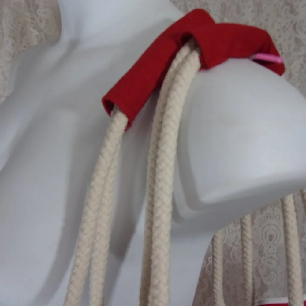 Marbella & Ashford Fashion Large Canvas Beach Handbag Tote Red White Stripes NWT